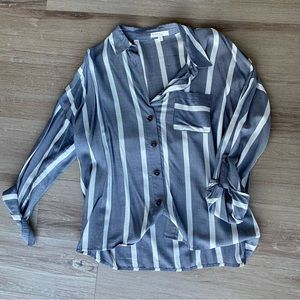 Blue white pajama style button up